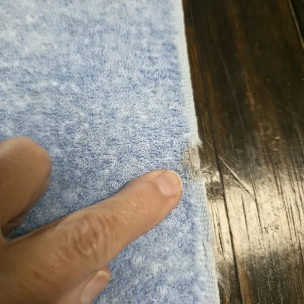 Vintage-Style Light Blue Turkish Cotton Towel Set with Chenille Floral Appliqués